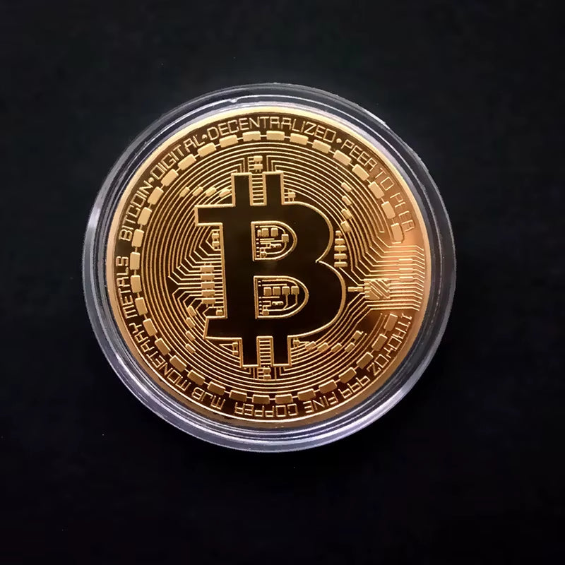 Gold Plated Bitcoin Coin Collectible Art Collection Gift Physical Commemorative Casascius Bit BTC Metal Antique Imitation