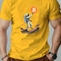 Men'S Astronaut Holding Bitcoin Graphic T-Shirt - Casual Crew Neck, Short Sleeve, Summer Tee, Cotton Blend, Space-Themed Design, Astronaut Shir