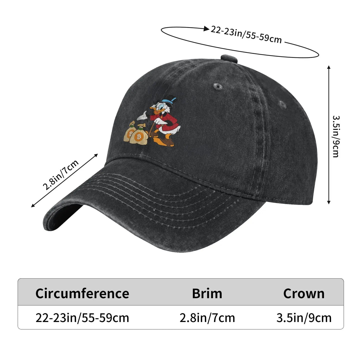 Scrooge Mcduck Picsou save Bitcoin Casual Baseball Cap Summer Donald Duck Trucker Hat Snapback Cap Female Male Y2K Baseball Caps
