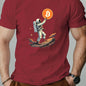 Men'S Astronaut Holding Bitcoin Graphic T-Shirt - Casual Crew Neck, Short Sleeve, Summer Tee, Cotton Blend, Space-Themed Design, Astronaut Shir